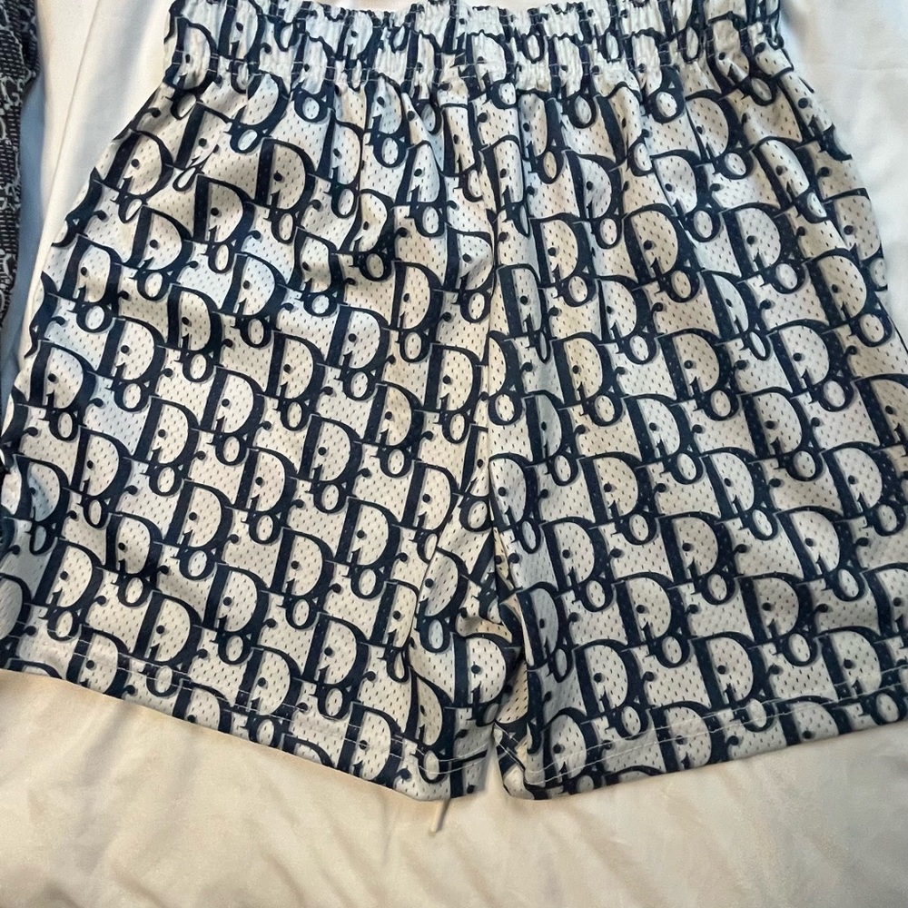 Bravest Studios Monogram Blue and White mesh Shorts